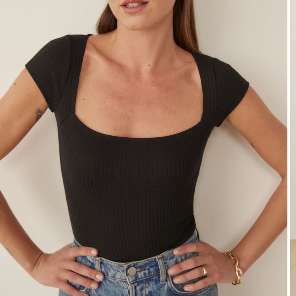 Reformation Bardot Ribbed Knit top
